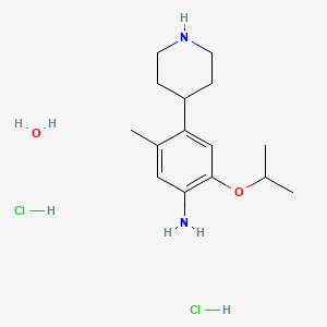 Chemical structure of 2-Isopropoxy-5-methyl-4-(piperidin-4-yl)aniline dihydrochloride hydrate