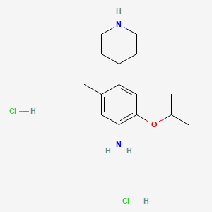 Chemical structure of 2-Isopropoxy-5-methyl-4-(piperidin-4-yl)aniline dihydrochloride