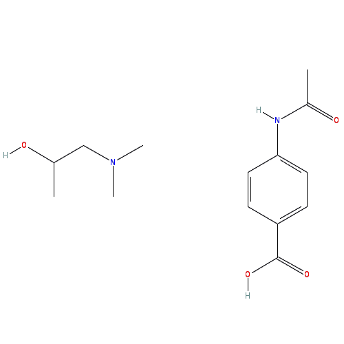 Chemical structure of 4-(Acetylamino)benzoic acid-1-(dimethylamino)-2-propanol