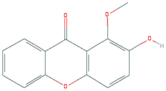 Chemical structure of 2-Hydroxy-1-methoxyxanthone