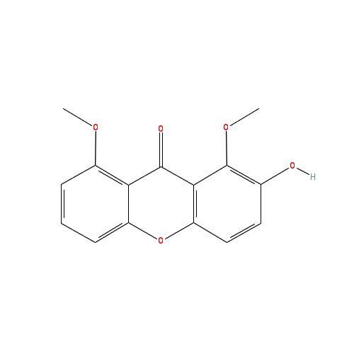 Chemical structure of 2-Hydroxy-1,8-dimethoxyxanthone