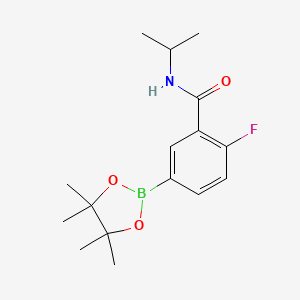 Chemical structure of 2-fluoro-N-isopropyl-5-(tetramethyl-1,3,2-dioxaborolan-2-yl)benzamide