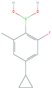 Chemical structure of 2-Fluoro-6-methyl-4-cyclopropylphenylboronic acid