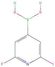 Chemical structure of 2-Fluoro-6-iodopyridine-4-boronic acid