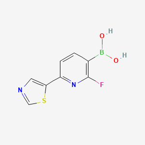 Chemical structure of 2-Fluoro-6-(thiazol-5-yl)pyridine-3-boronic acid