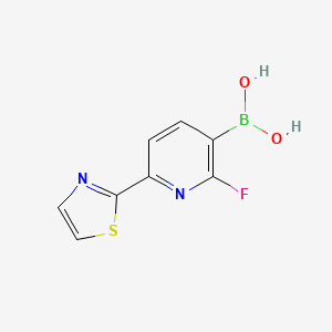 Chemical structure of 2-Fluoro-6-(thiazol-2-yl)pyridine-3-boronic acid