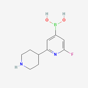Chemical structure of 2-Fluoro-6-(piperidin-4-yl)pyridine-4-boronic acid
