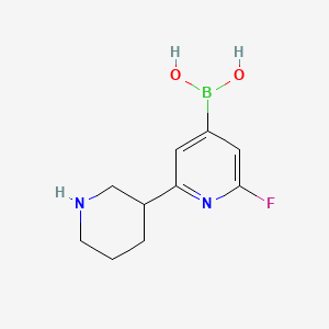 Chemical structure of 2-Fluoro-6-(piperidin-3-yl)pyridine-4-boronic acid