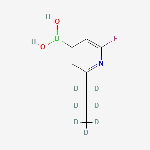 Chemical structure of 2-Fluoro-6-(n-propyl-d7)-pyridine-4-boronic acid