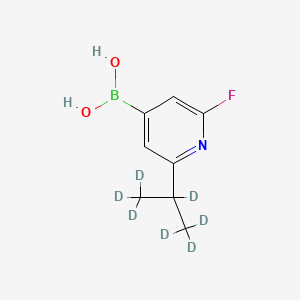 Chemical structure of 2-Fluoro-6-(iso-propyl-d7)-pyridine-4-boronic acid