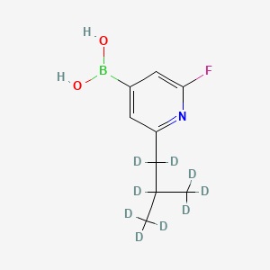 Chemical structure of 2-Fluoro-6-(iso-butyl-d9)-pyridine-4-boronic acid