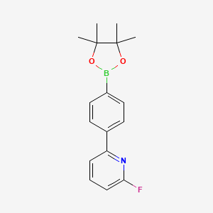 Chemical structure of 2-fluoro-6-(4-(4,4,5,5-tetramethyl-1,3,2-dioxaborolan-2-yl)phenyl)pyridine