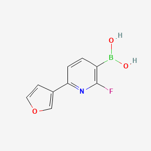Chemical structure of 2-Fluoro-6-(3-furyl)pyridine-3-boronic acid