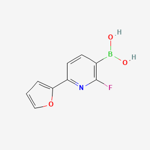 Chemical structure of 2-Fluoro-6-(2-furyl)pyridine-3-boronic acid
