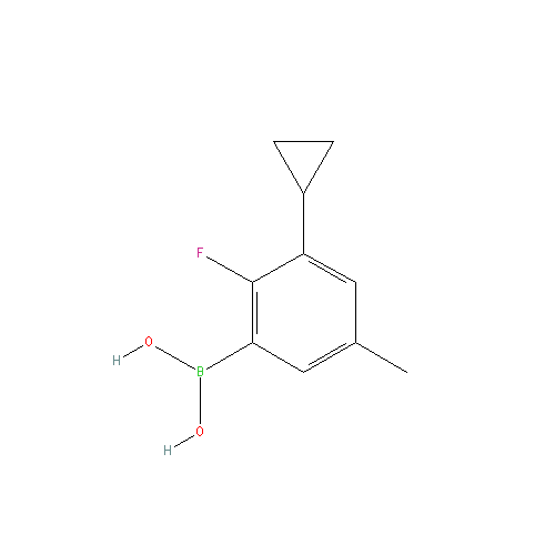 Chemical structure of 2-Fluoro-5-methyl-3-cyclopropylphenylboronic acid