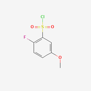 Chemical structure of 2-Fluoro-5-methoxybenzene-1-sulfonyl chloride