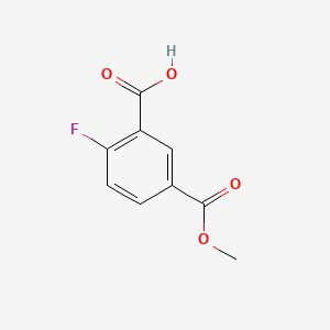 Chemical structure of 2-Fluoro-5-(methoxycarbonyl)benzoic acid