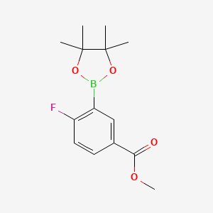 Chemical structure of 2-Fluoro-5-(Methoxycarbonyl)benzeneboronic acid pinacol ester