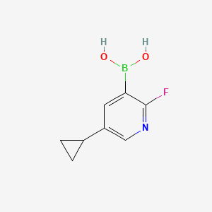 Chemical structure of 5-Cyclopropyl-2-fluoropyridine-3-boronic acid