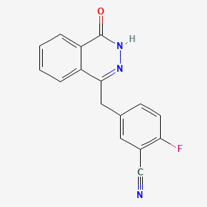 Chemical structure of 2-Fluoro-5-((4-oxo-3,4-dihydrophthalazin-1-yl)methyl)benzonitrile