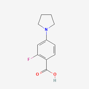 Chemical structure of 2-Fluoro-4-pyrrolidinobenzoic Acid