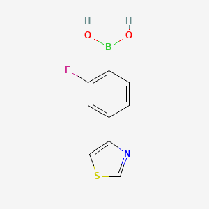 Chemical structure of 2-Fluoro-4-(thiazol-4-yl)phenylboronic acid
