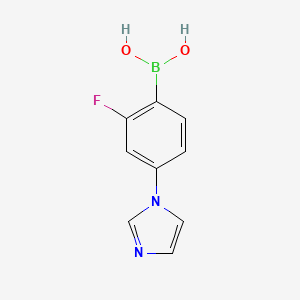 Chemical structure of 2-Fluoro-4-(imidazol-1-yl)phenylboronic acid
