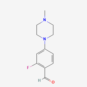 Chemical structure of 2-Fluoro-4-(4-methyl-1-piperazinyl)benzaldehyde