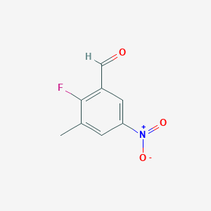 Chemical structure of 2-fluoro-3-methyl-5-nitrobenzaldehyde