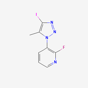 Chemical structure of 2-fluoro-3-(4-iodo-5-methyl-1H-1,2,3-triazol-1-yl)-pyridine