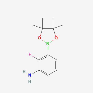 Chemical structure of 2-Fluoro-3-(4,4,5,5-tetramethyl-1,3,2-dioxaborolan-2-yl)aniline