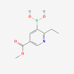 Chemical structure of 2-Ethyl-5-(methoxycarbonyl)pyridine-3-boronic acid