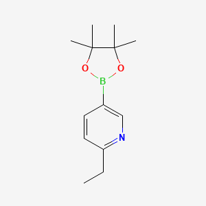 Chemical structure of 2-Ethyl-5-(4,4,5,5-tetramethyl-1,3,2-dioxaborolan-2-yl)pyridine
