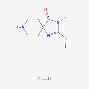 Chemical structure of 2-Ethyl-3-methyl-1,3,8-triazaspiro[4.5]dec-1-en-4-one hydrochloride