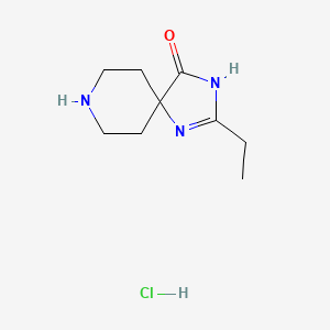 Chemical structure of 2-Ethyl-1,3,8-triazaspiro[4.5]dec-1-en-4-one hydrochloride