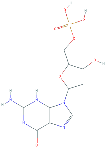 Chemical structure of 2'-deoxyguanosine 5'-monophosphate