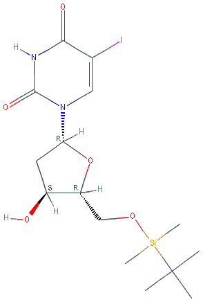 Chemical structure of 2'-Deoxy-5'-O-TBDMS-5-Iodo-Uridine