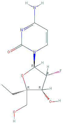 Chemical structure of 2'-Deoxy-4'-ethyl-2'-fluorocytidine