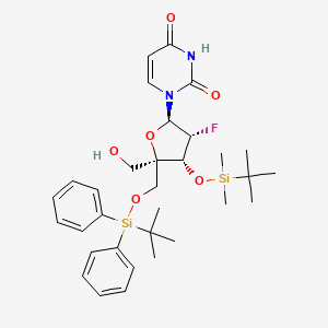 Chemical structure of 2'-Deoxy-3'-O-TBS-5'-O-TBDPS-2'-fluoro-4'-C-(hydroxymethyl)-uridine
