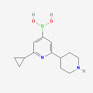 Chemical structure of 2-Cyclopropyl-6-(piperidin-4-yl)pyridine-4-boronic acid
