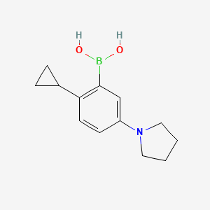 Chemical structure of 2-Cyclopropyl-5-(pyrrolidino)phenylboronic acid