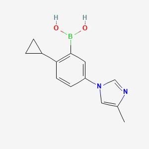 Chemical structure of 2-Cyclopropyl-5-(4-methylimidazol-1-yl)phenylboronic acid