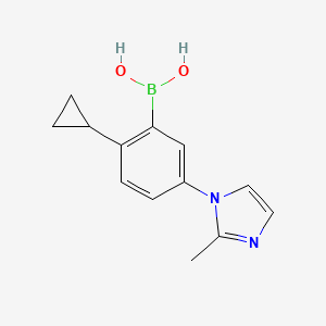 Chemical structure of 2-Cyclopropyl-5-(2-methylimidazol-1-yl)phenylboronic acid