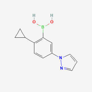Chemical structure of 2-Cyclopropyl-5-(1H-pyrazol-1-yl)phenylboronic acid