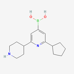 Chemical structure of 2-Cyclopentyl-6-(piperidin-4-yl)pyridine-4-boronic acid
