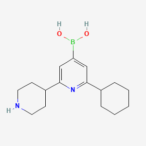 Chemical structure of 2-Cyclohexyl-6-(piperidin-4-yl)pyridine-4-boronic acid