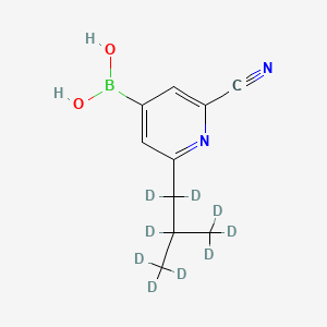 Chemical structure of 2-Cyano-6-(iso-butyl-d9)-pyridine-4-boronic acid