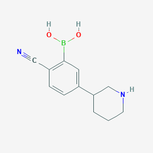 Chemical structure of 2-Cyano-5-(piperidin-3-yl)phenylboronic acid