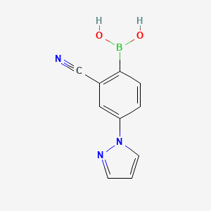 Chemical structure of 2-Cyano-4-(1H-pyrazol-1-yl)phenylboronic acid