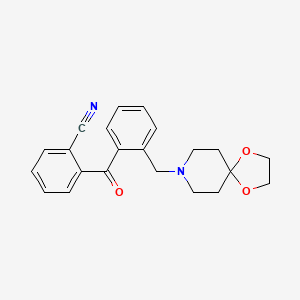 Chemical structure of 2-cyano-2'-[8-(1,4-dioxa-8-azaspiro[4.5]decyl)methyl]benzophenone